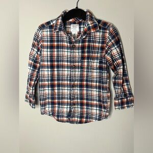 Just One You By Carters Blue & Orange Long Sleeve Button Down Plaid Shirt 3T